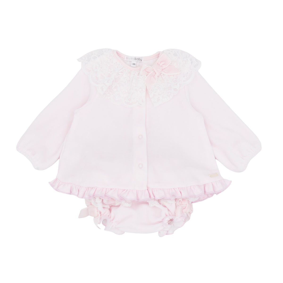 Blues Baby Pink Velour Lace Jam Pants Set