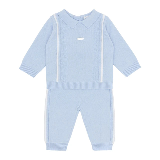 Blues Baby Pale Blue Knit Trouser Set