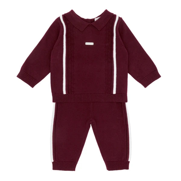 Blues Baby Burgundy Knit Trouser Set