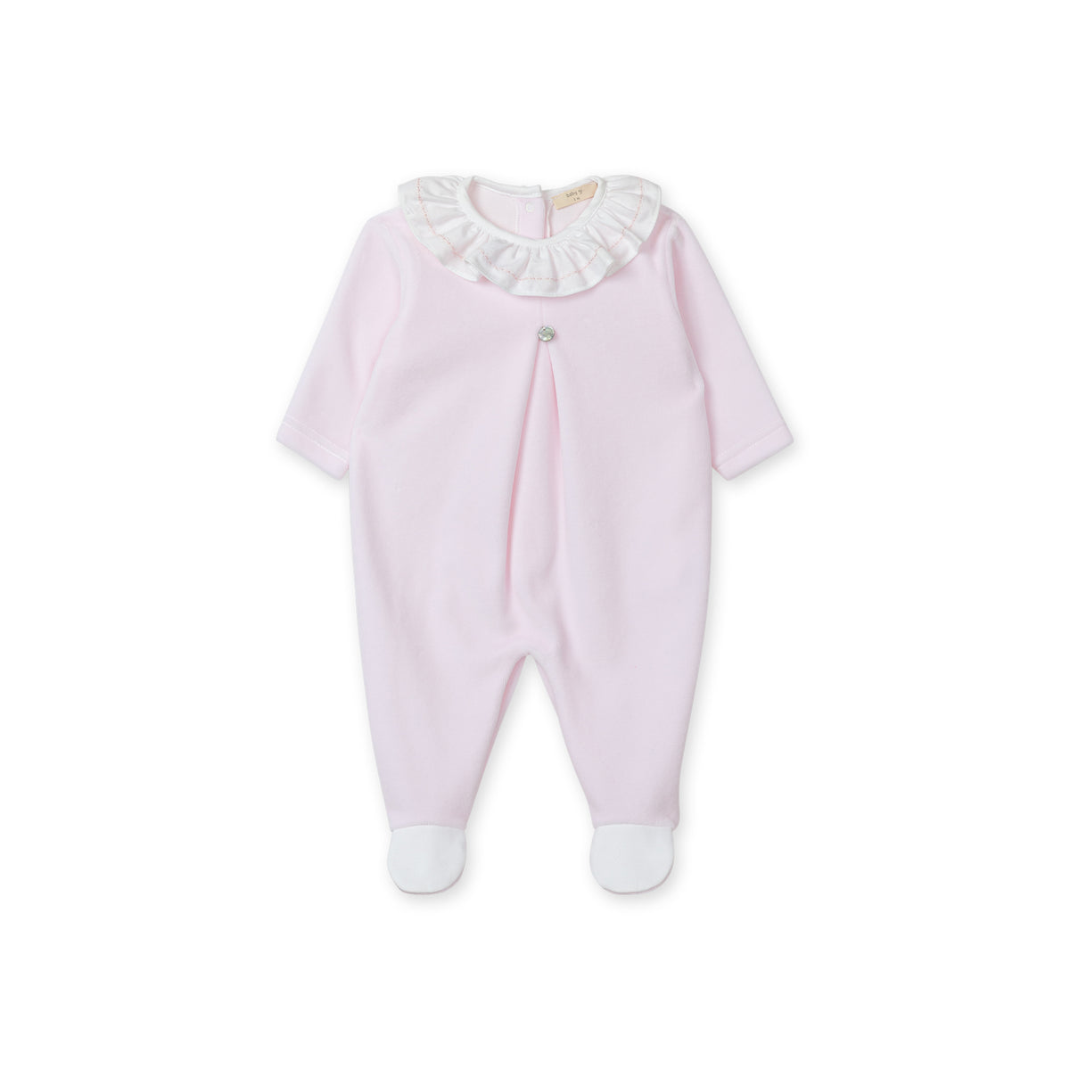 Baby Gi Pink Frill Velour Pleat Babygrow