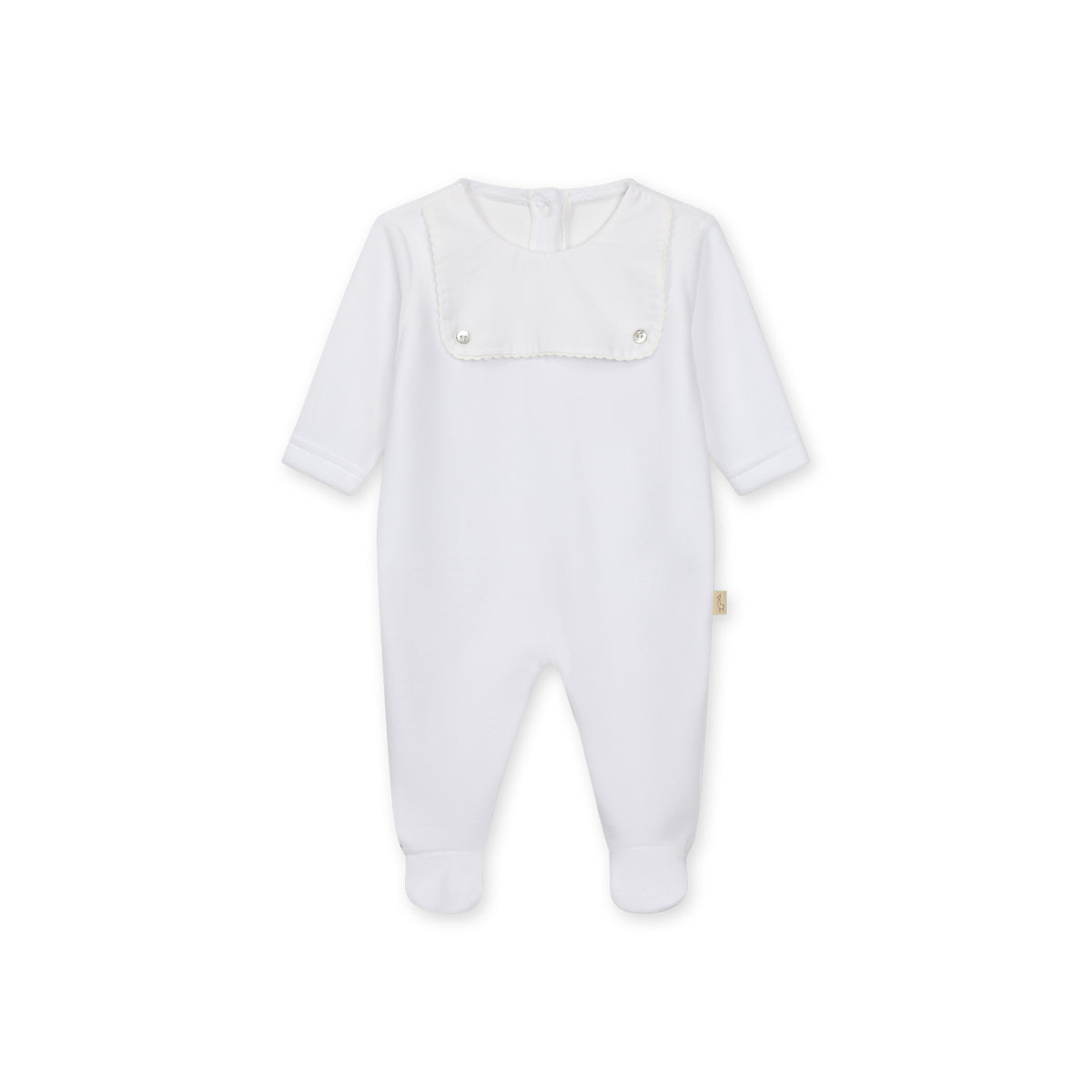 Baby Gi White Velour Scallop Edge Babygrow