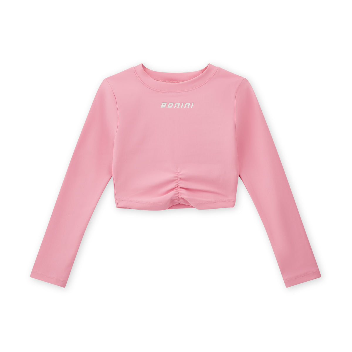 Bonini by A Dee Pink Logo Long Sleeve Crop Top