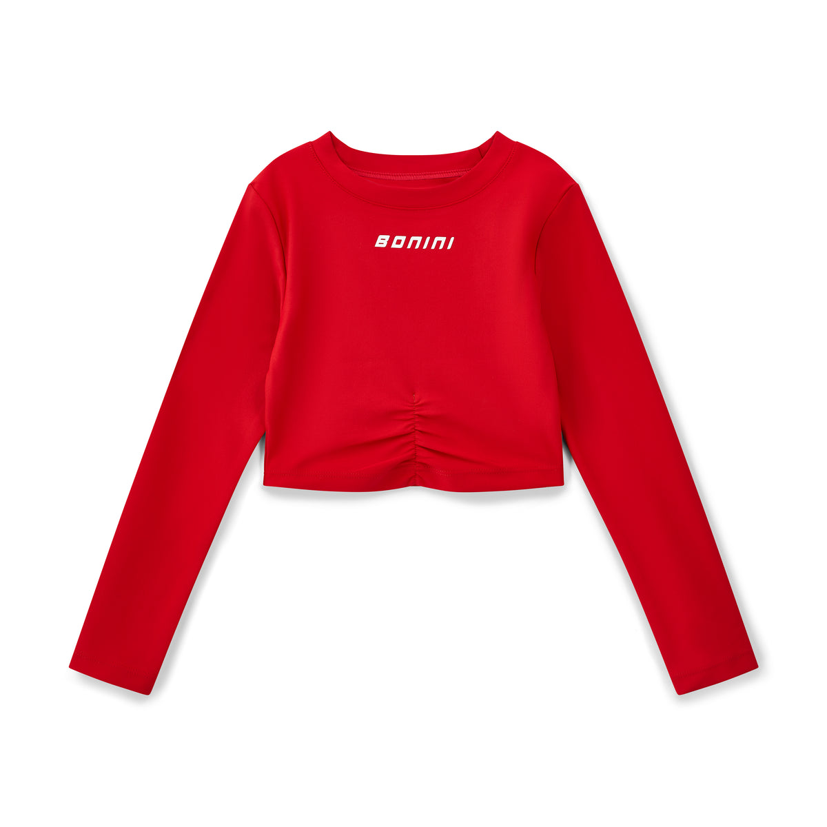Bonini by A Dee Red Logo Long Sleeve Crop Top