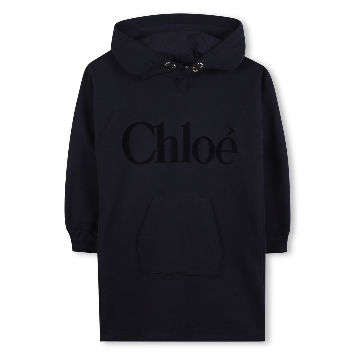 Chloé Girls Navy Logo Hooded Dress
