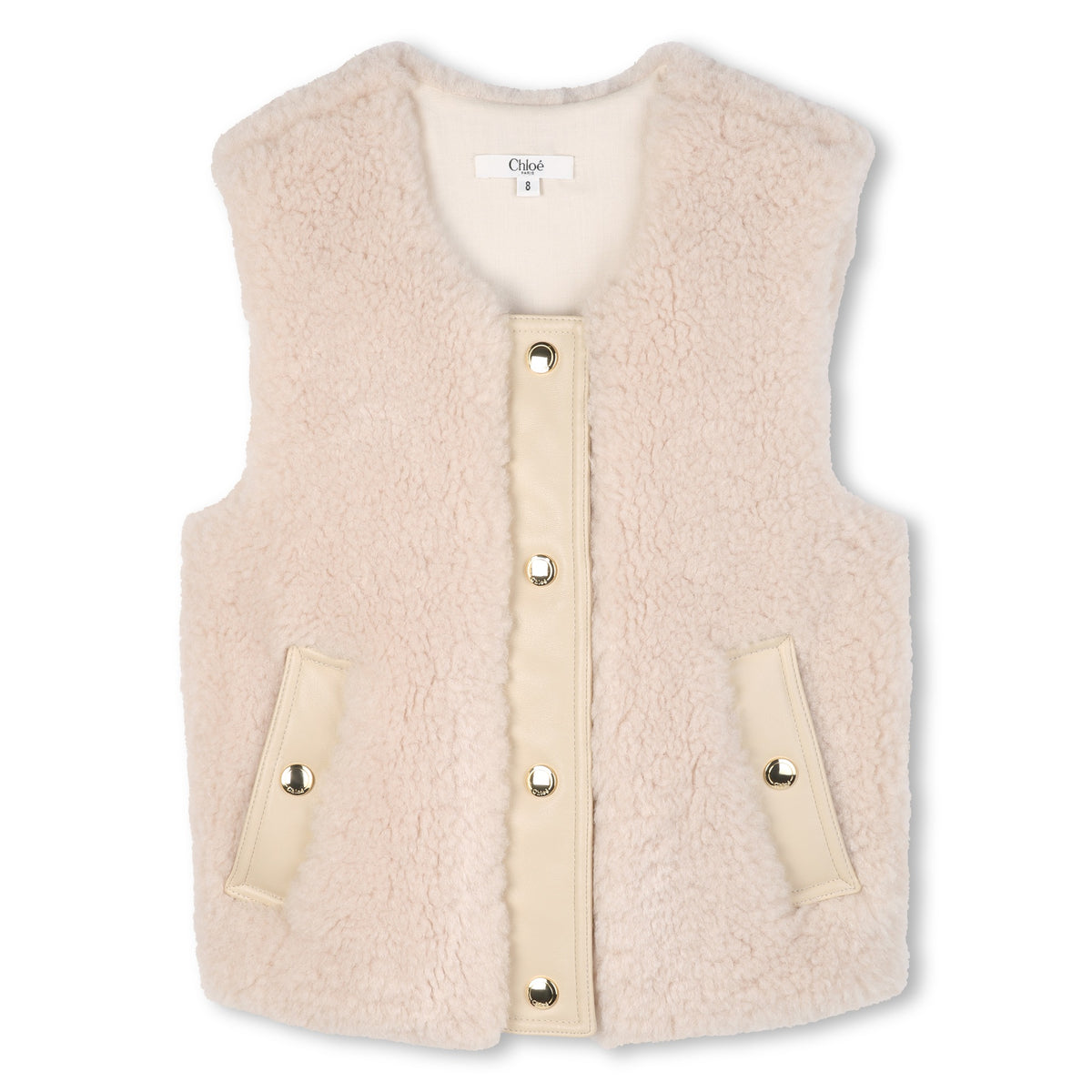 Chloé Girls Beige Faux Fur Gilet