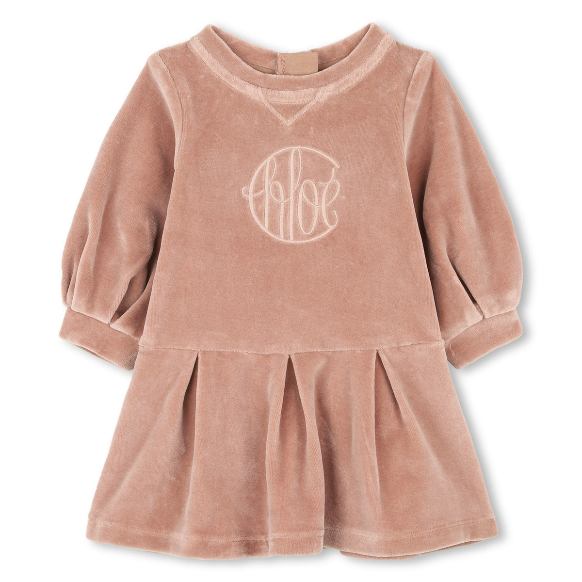 Chloé Baby Beige Velour Logo Dress