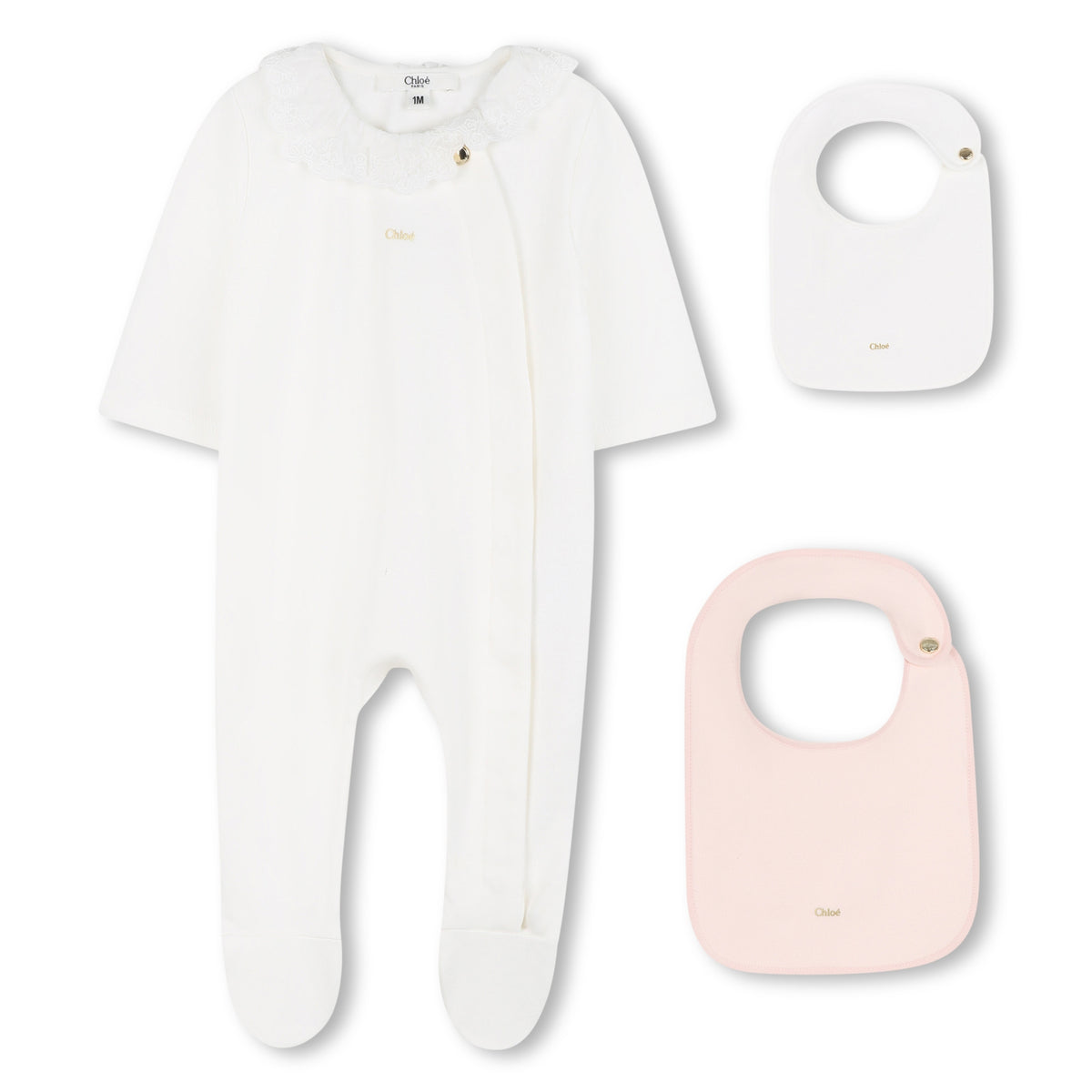 Chloé Baby Ivory Babygrow & Bib Giftset