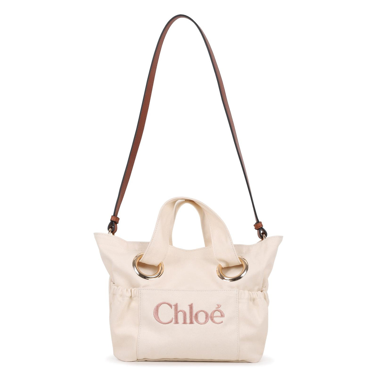 Chloé Girls Ivory Logo Canvas Bag