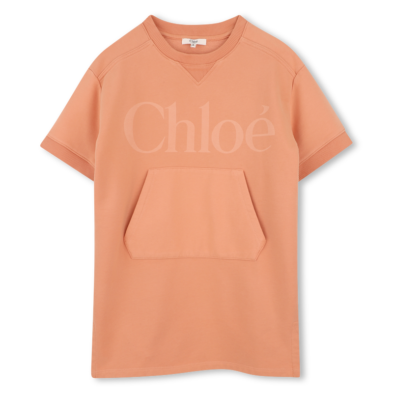 Chloé Girls Peach Logo Dress