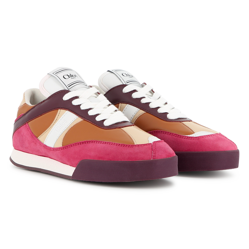 Chloé Girls Burgundy Panel Trainers