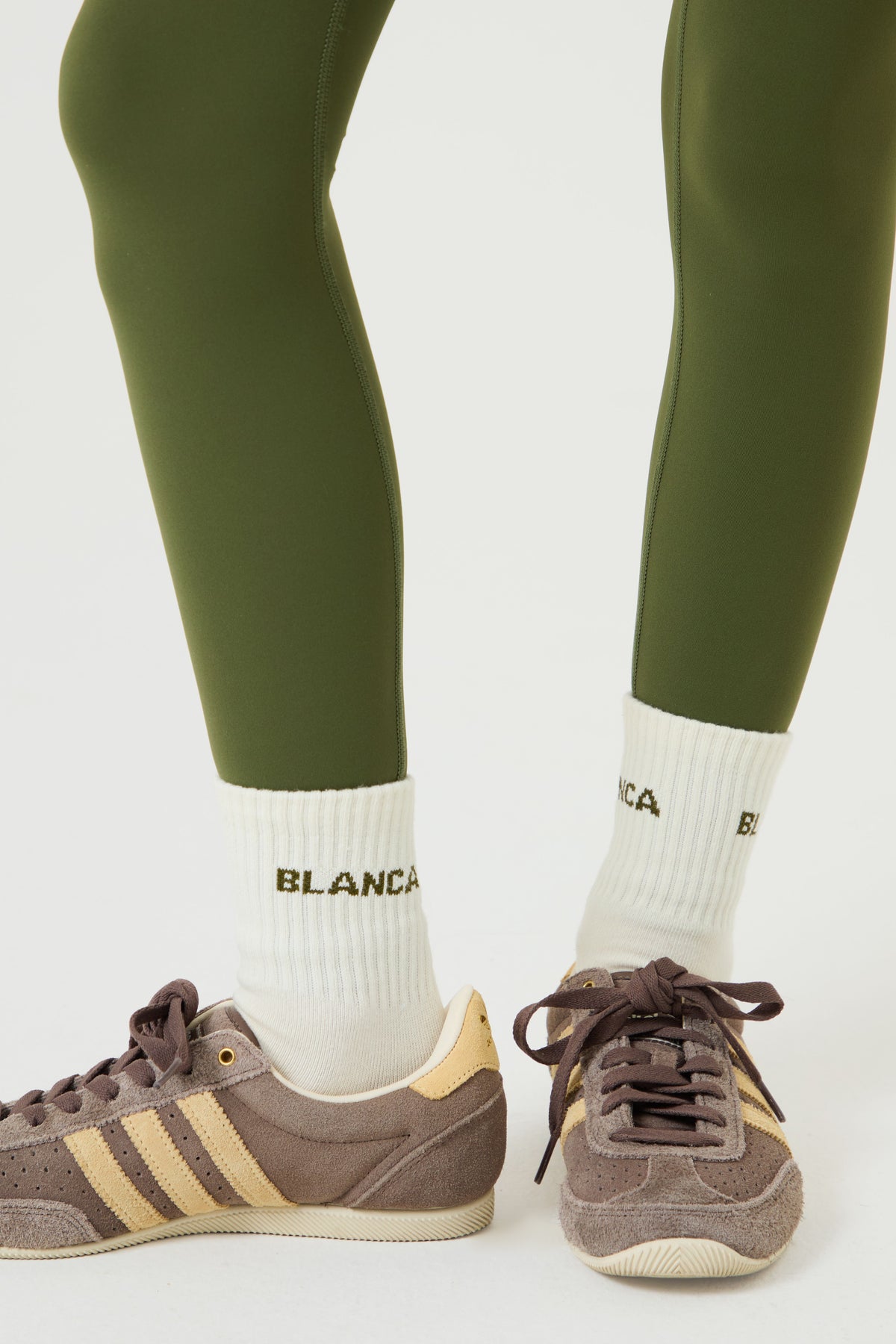Blanca Sport Girls Cream/Green Logo Socks