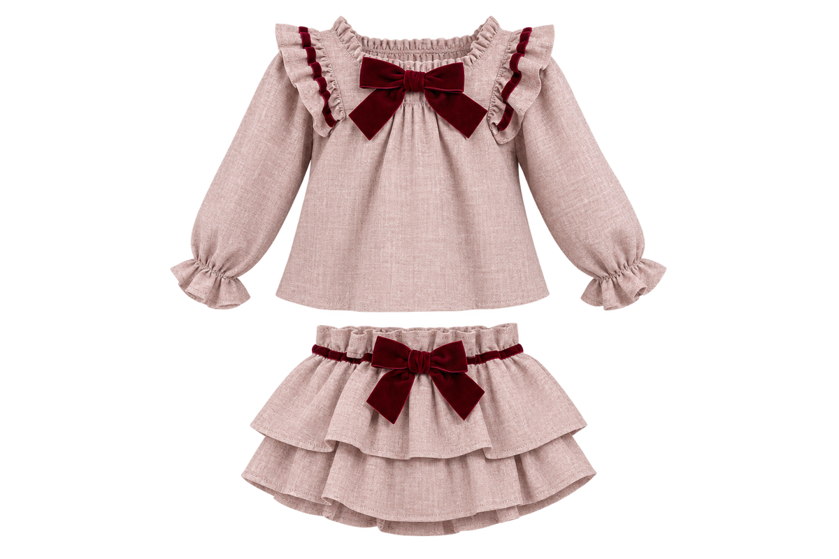 Puro Mimo Pink & Burgundy Bloomer Set