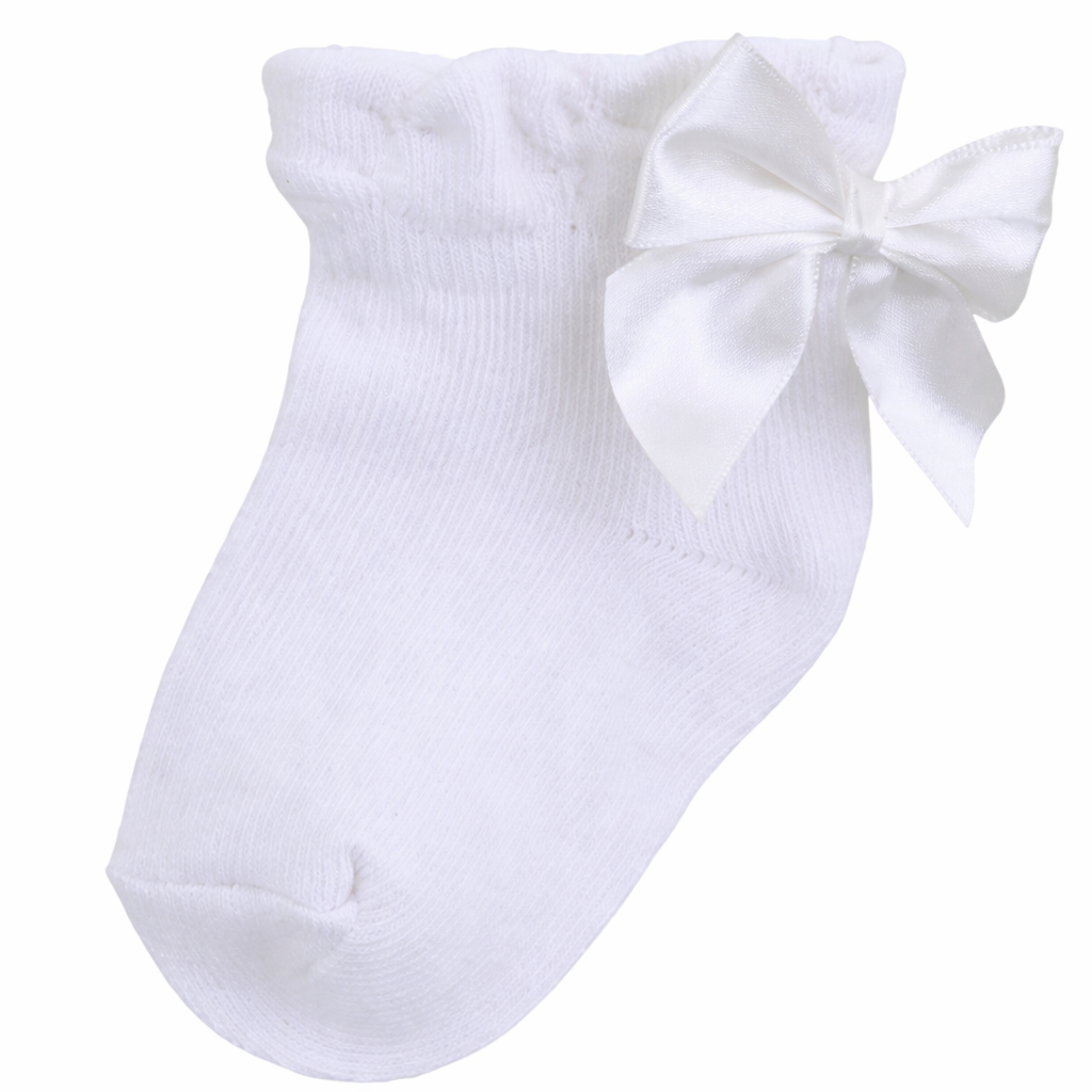 Pex Baby White Bow Ankle Socks