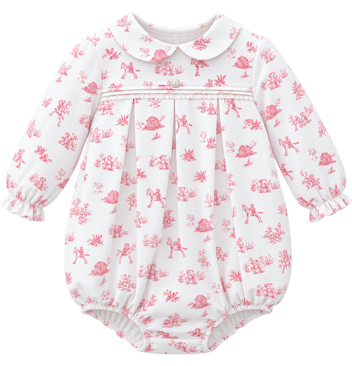 Pureté Du Bébé Pink Toile De Jouy Romper