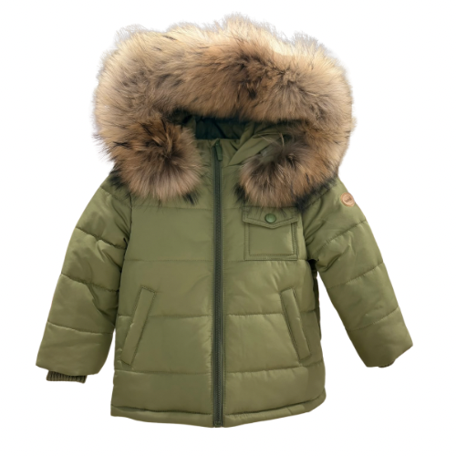 Bimbalo Boys Khaki Pocket Fur Hooded Coat