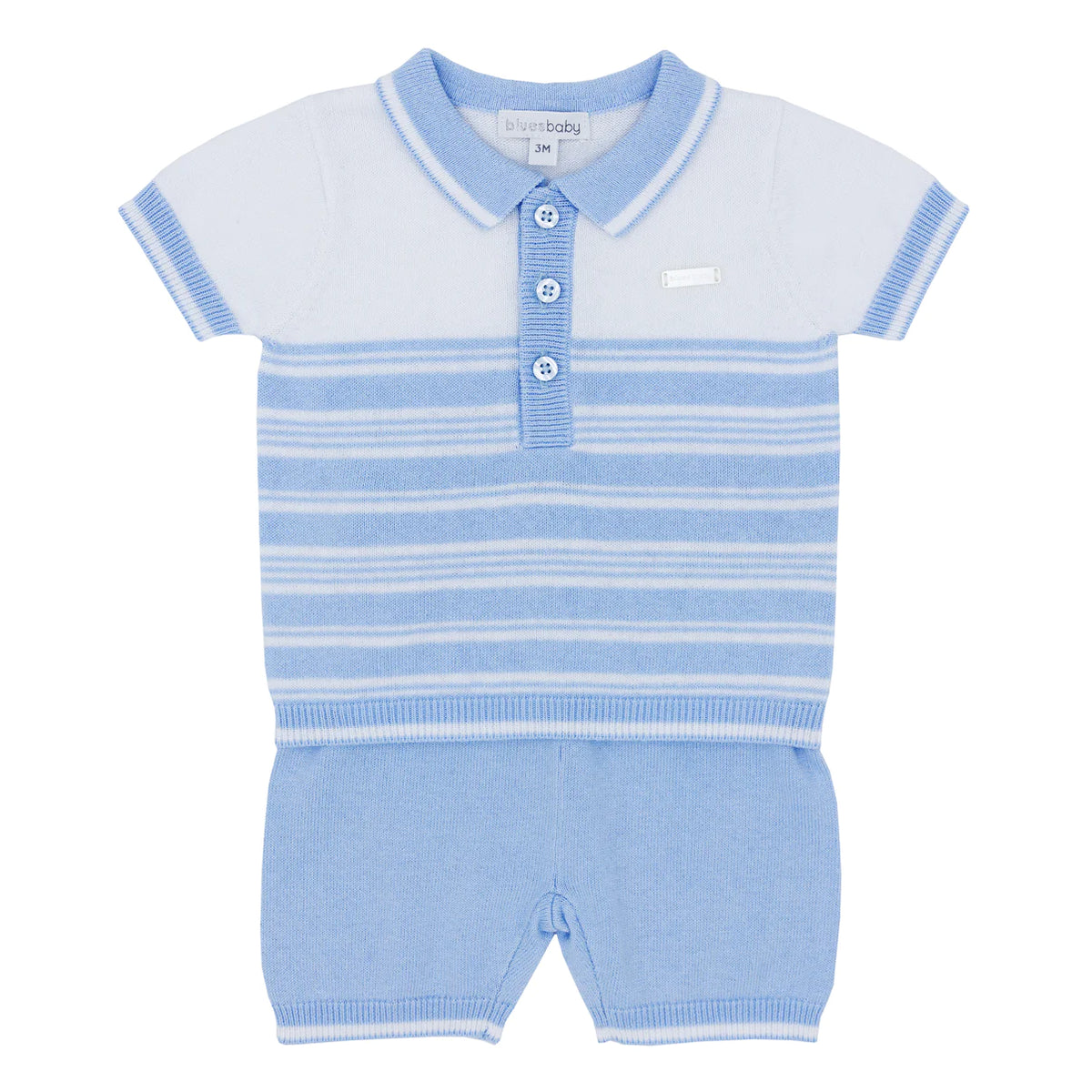 Blues Baby Blue Knit Polo Shorts Set
