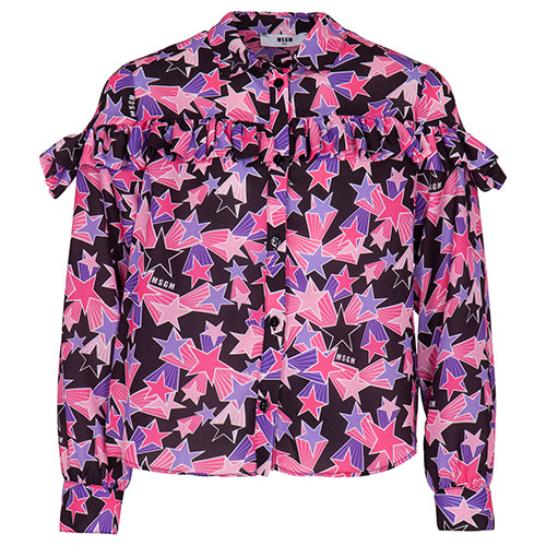 MSGM Star Print Frill Blouse