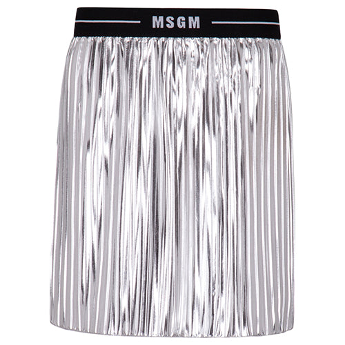 MSGM Silver Pleated Skirt