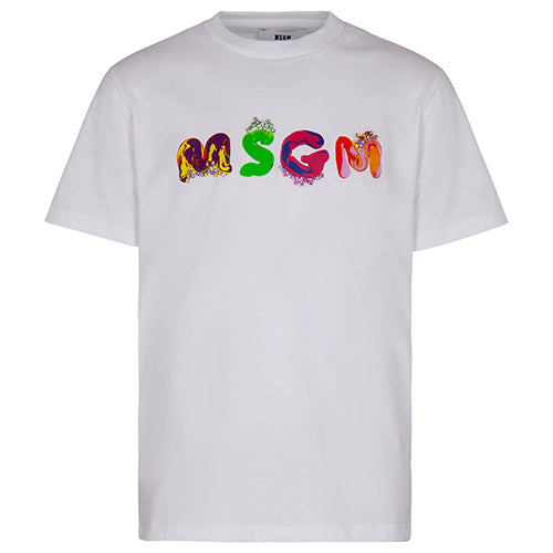 MSGM White Multi Logo T-Shirt