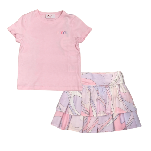 Emilio Pucci Girls Lilac Print Skirt Set