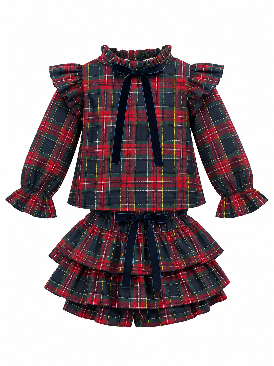 Phi Girls Tartan Print Shorts Set