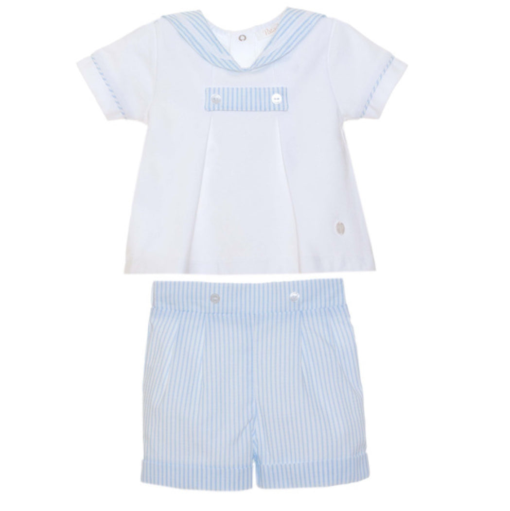 Patachou Baby Blue Stripe Sailor Shorts Set