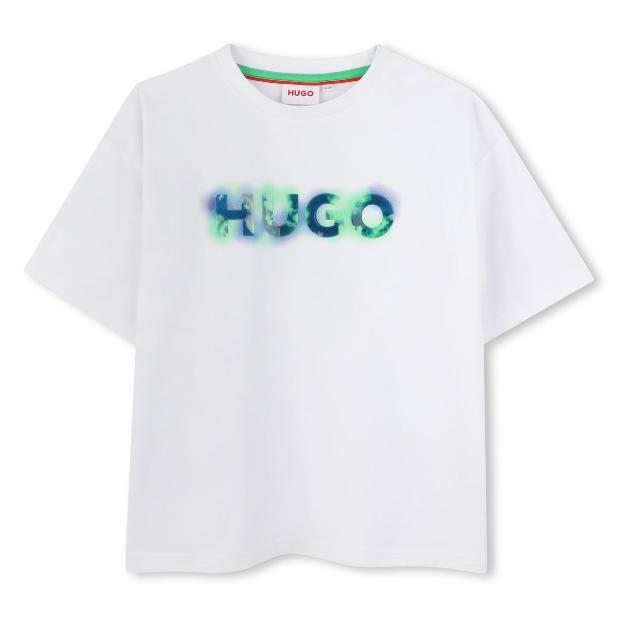 HUGO Boys White Abstract Logo T-Shirt