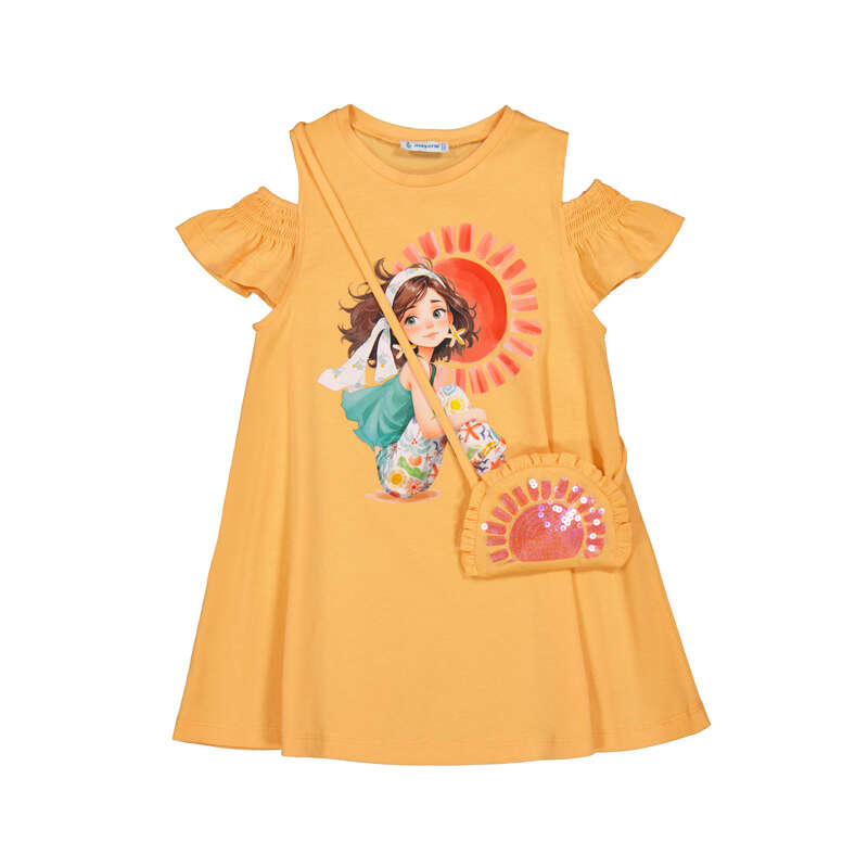 Mayoral Girls Orange Motif Handbag Dress
