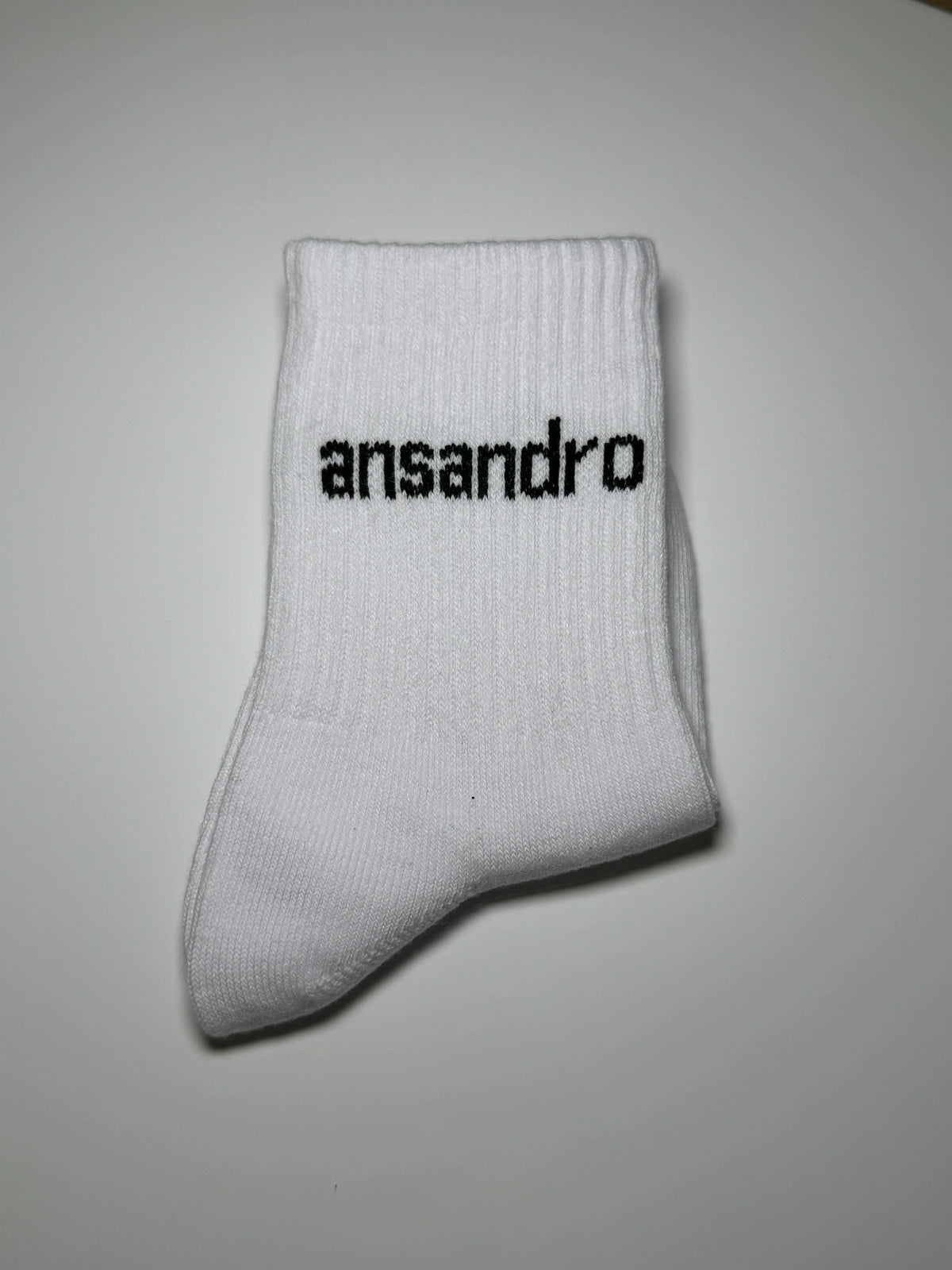 Ansandro White/Black Logo Socks.