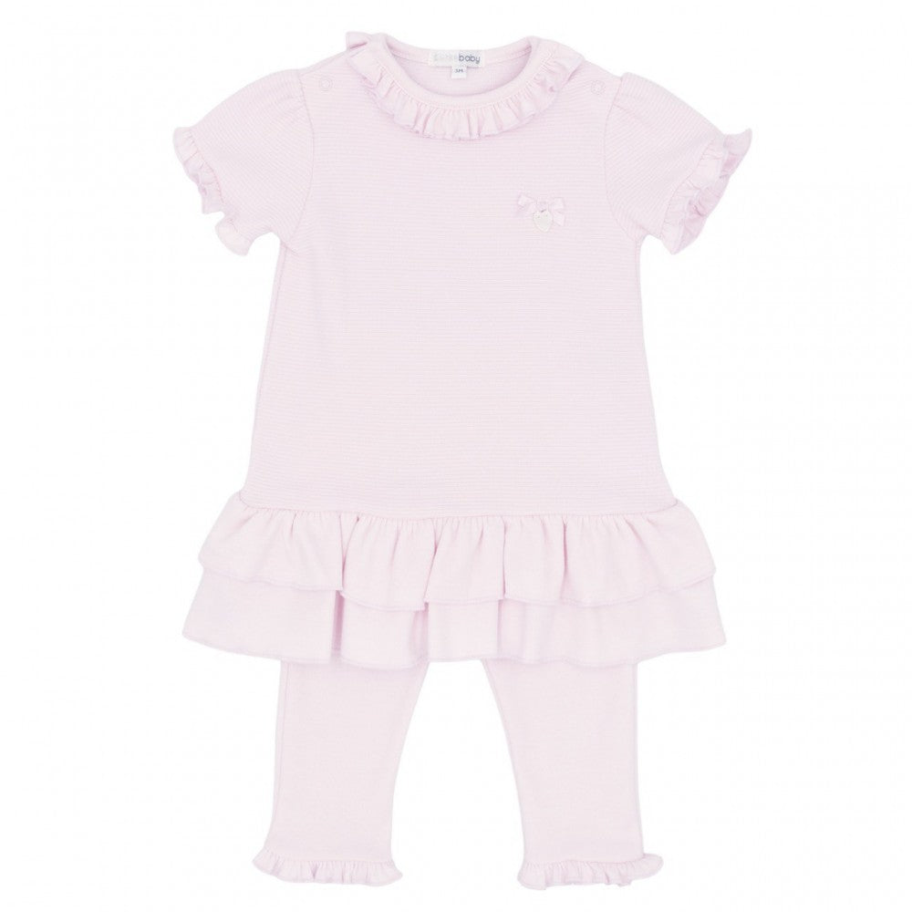 Blues Baby Pink Textured Leggings Set