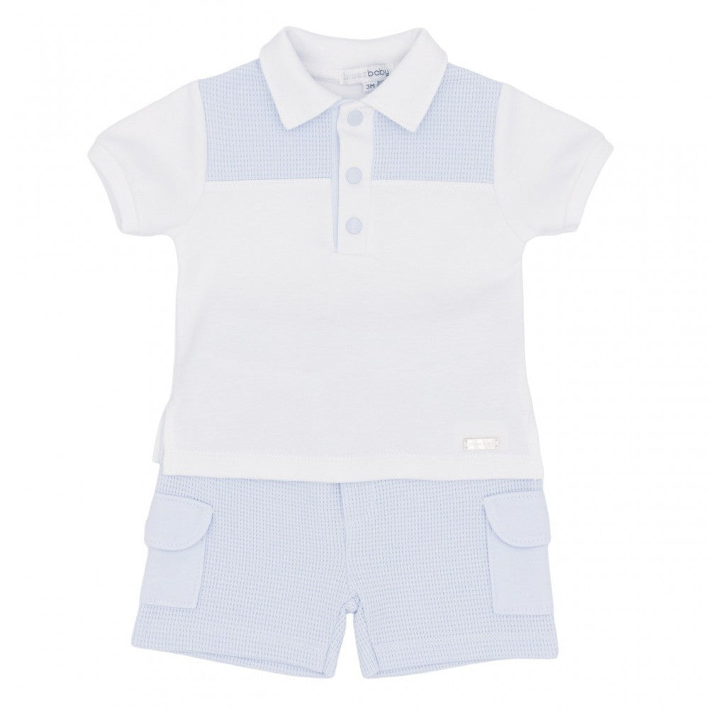 Blues Baby White/Blue Polo Shorts Set
