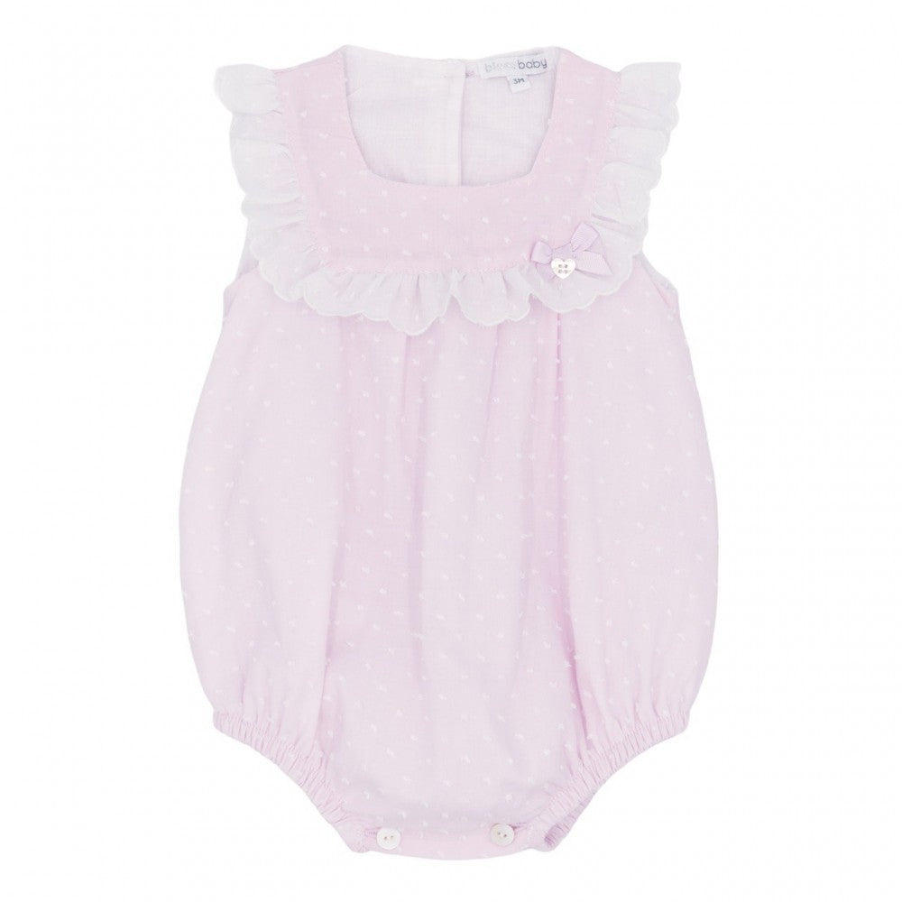 Blues Baby Pink Spotty Bow Romper