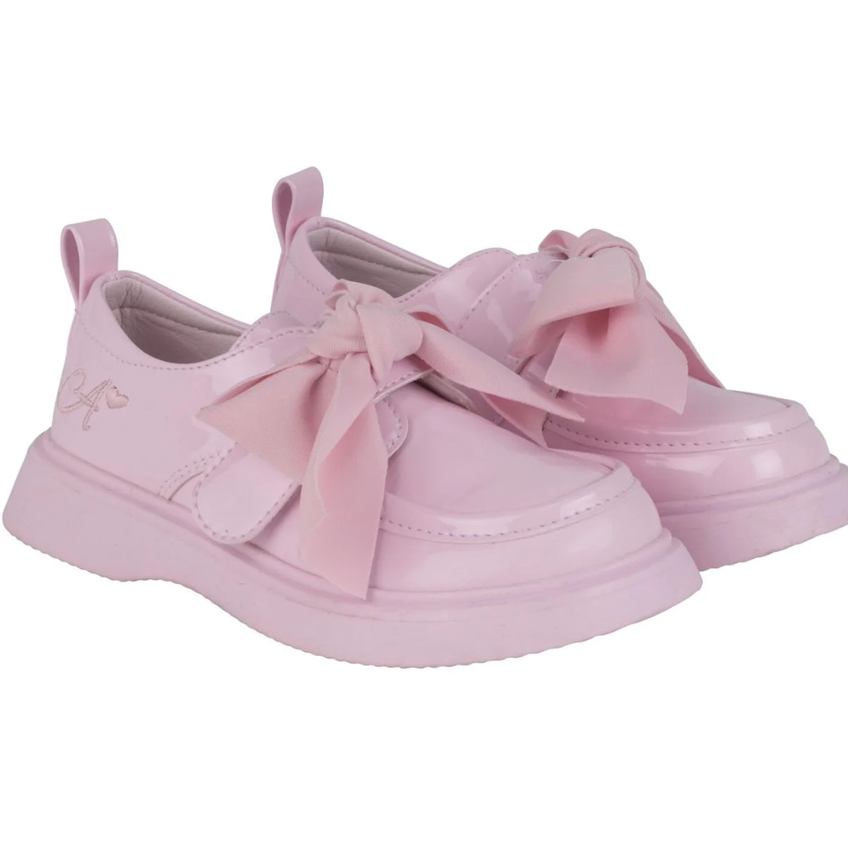 A Dee Pink 'Mary Bow' Bow Patent Shoes