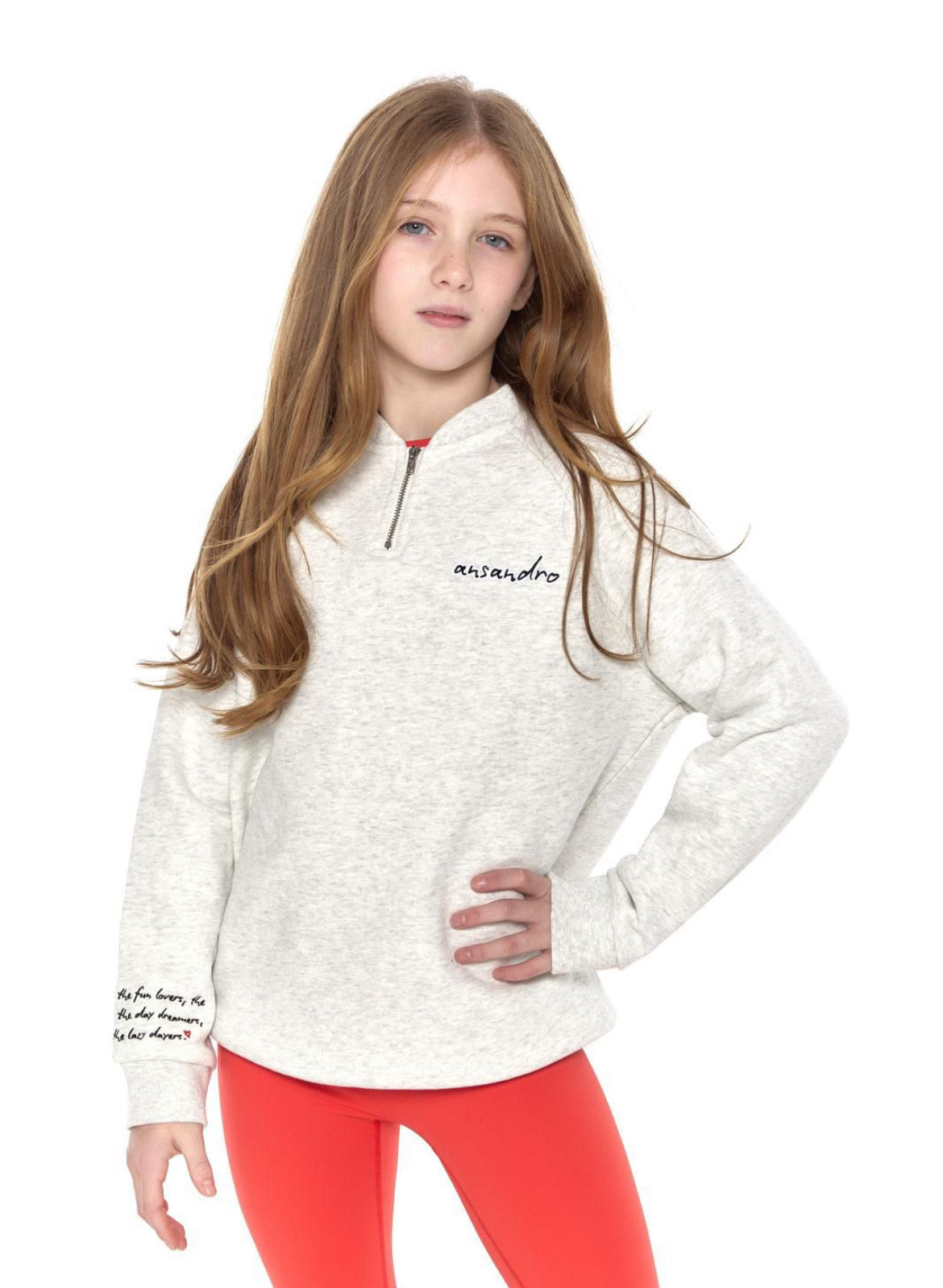 Ansandro Kids Grey Logo Zip Sweatshirt.