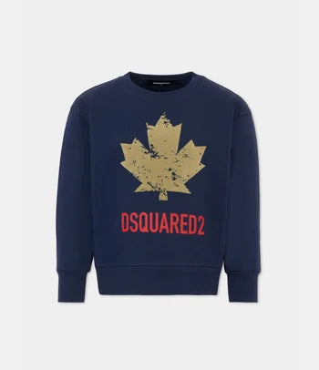 DSQUARED2 Boys Navy Maple Leaf Sweatshirt