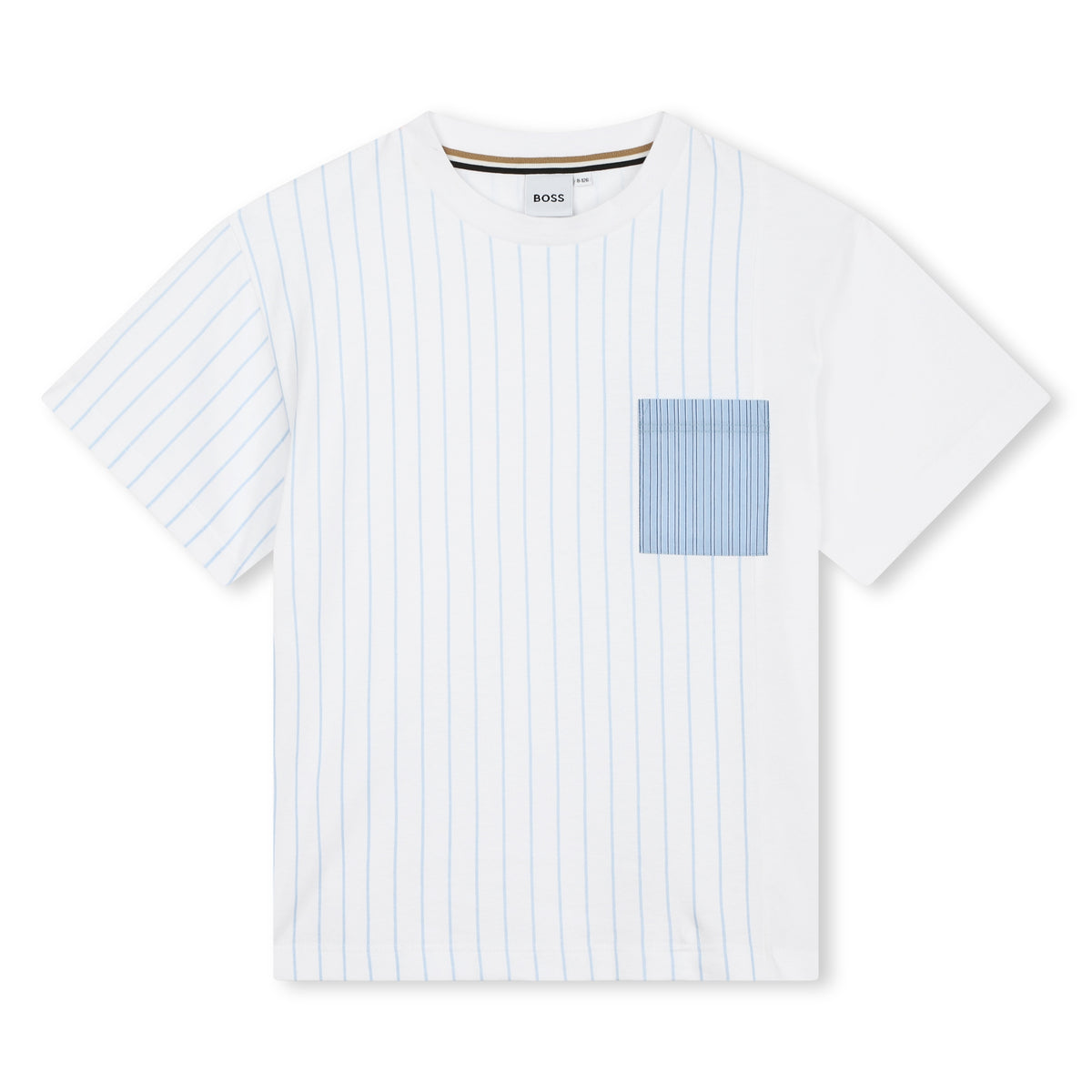 Boss Boys White Stripe Pocket T-Shirt
