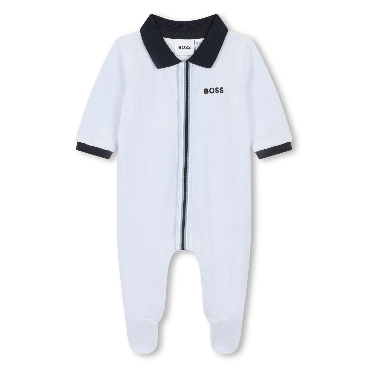 Boss Baby Boys Blue Velour Babygrow