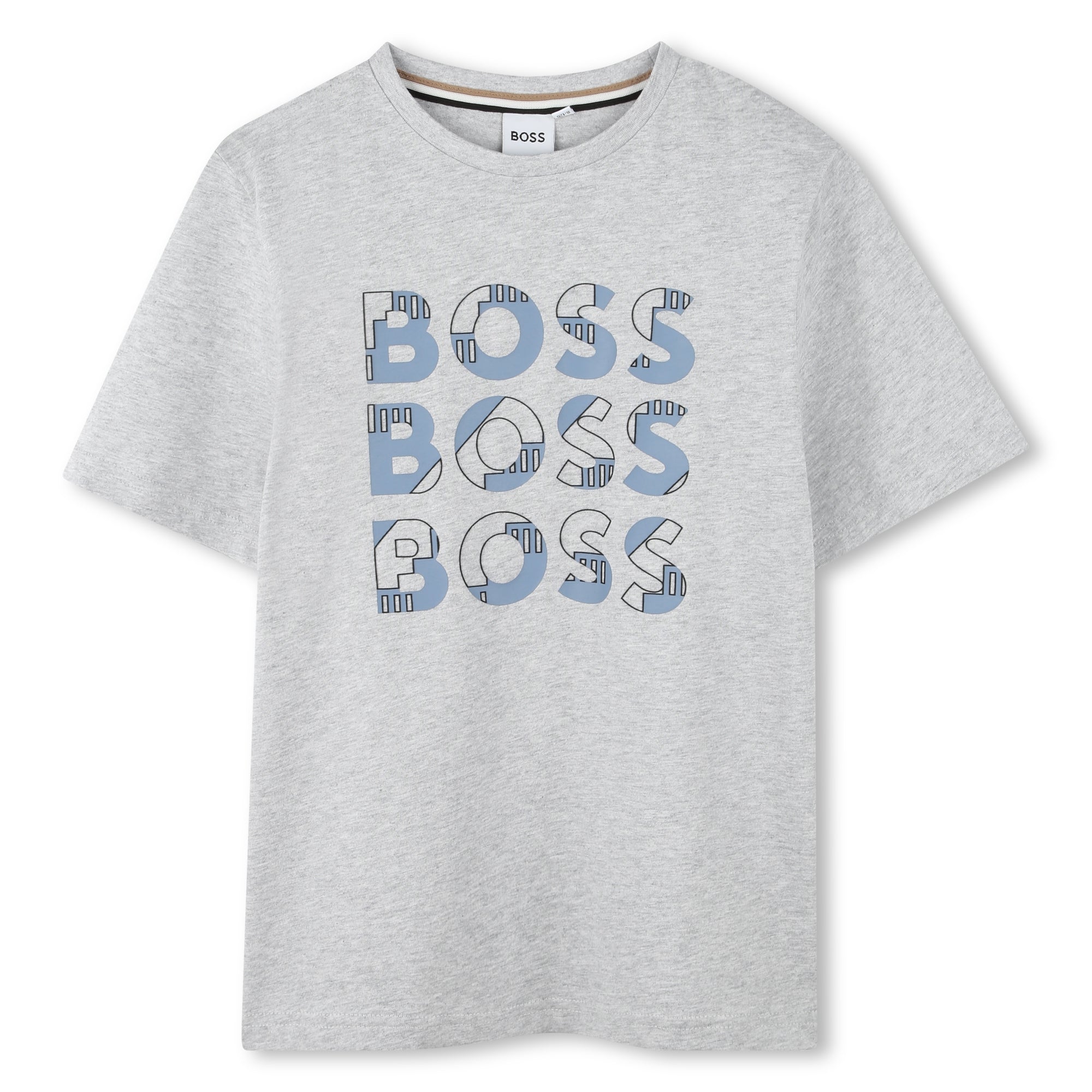 Boss Boys Grey Repeat Logo T Shirt Nuvola Childrenswear