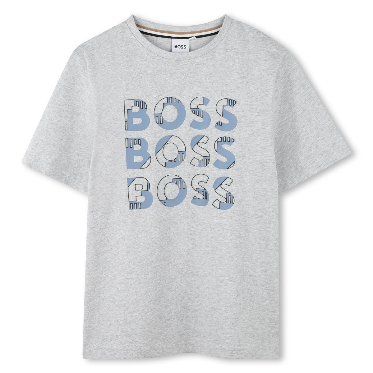 Boss Boys Grey Repeat Logo T-Shirt