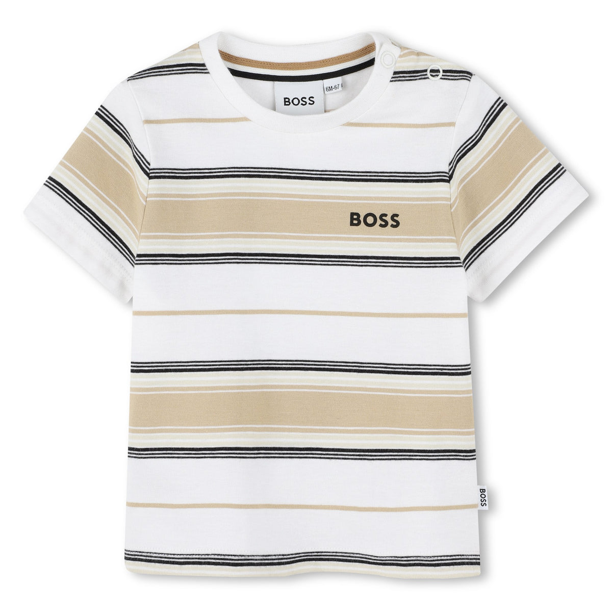 BOSS Baby Boys Beige Stripe T-Shirt