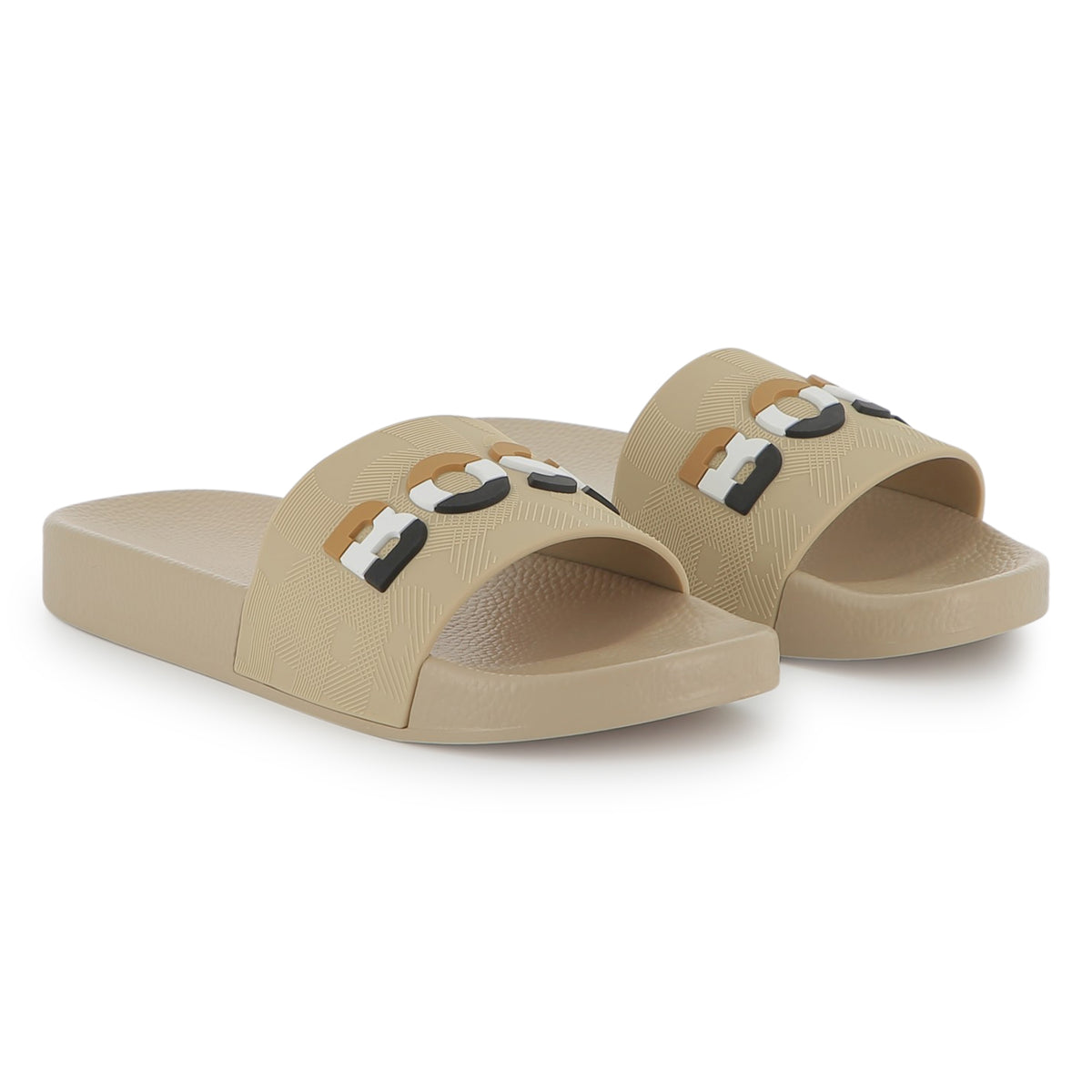 BOSS Boys Beige Logo Sliders