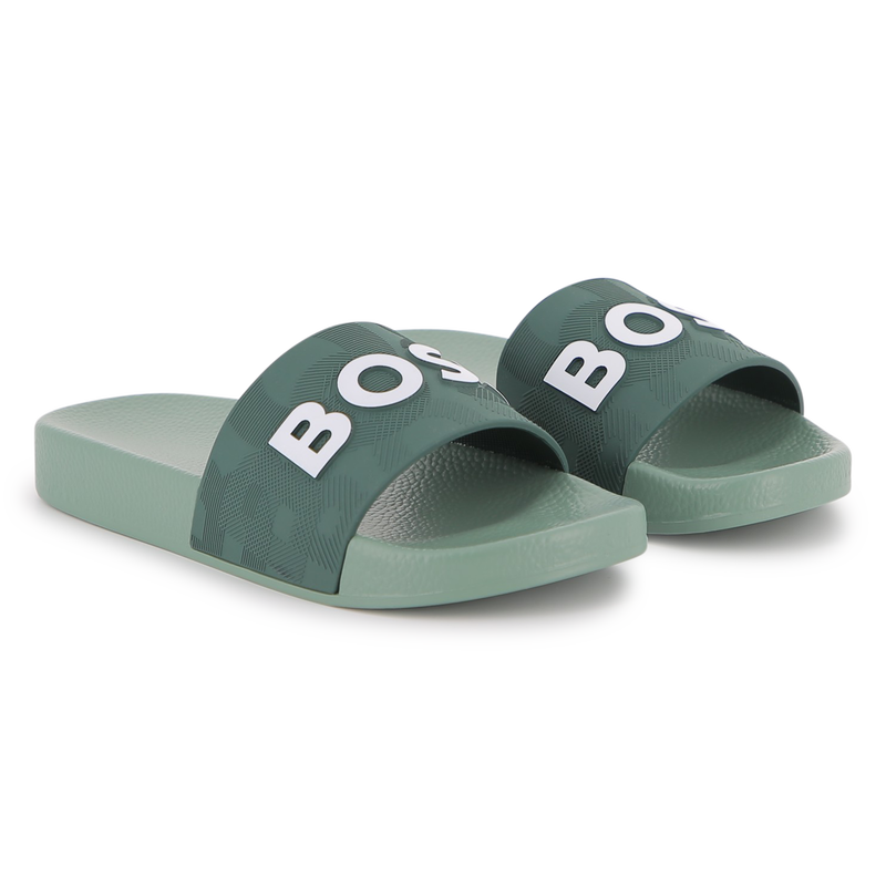 BOSS Boys Pine Green Logo Sliders