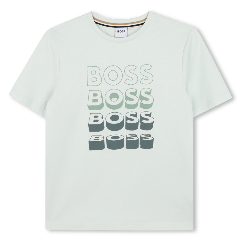 BOSS Boys Mint Green Graphic Logo T-Shirt