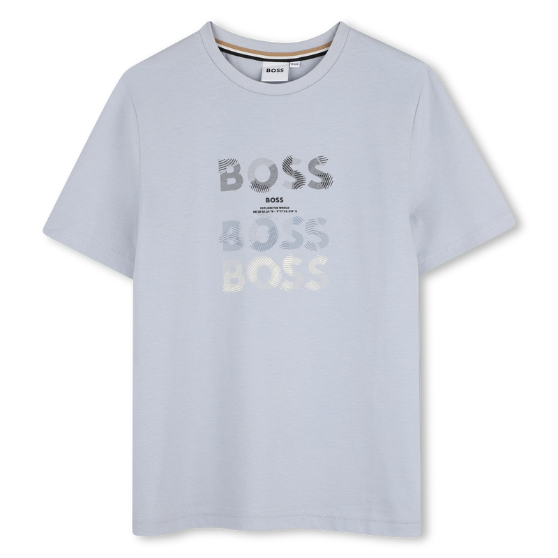 BOSS Boys Blue Abstract Logo T-Shirt