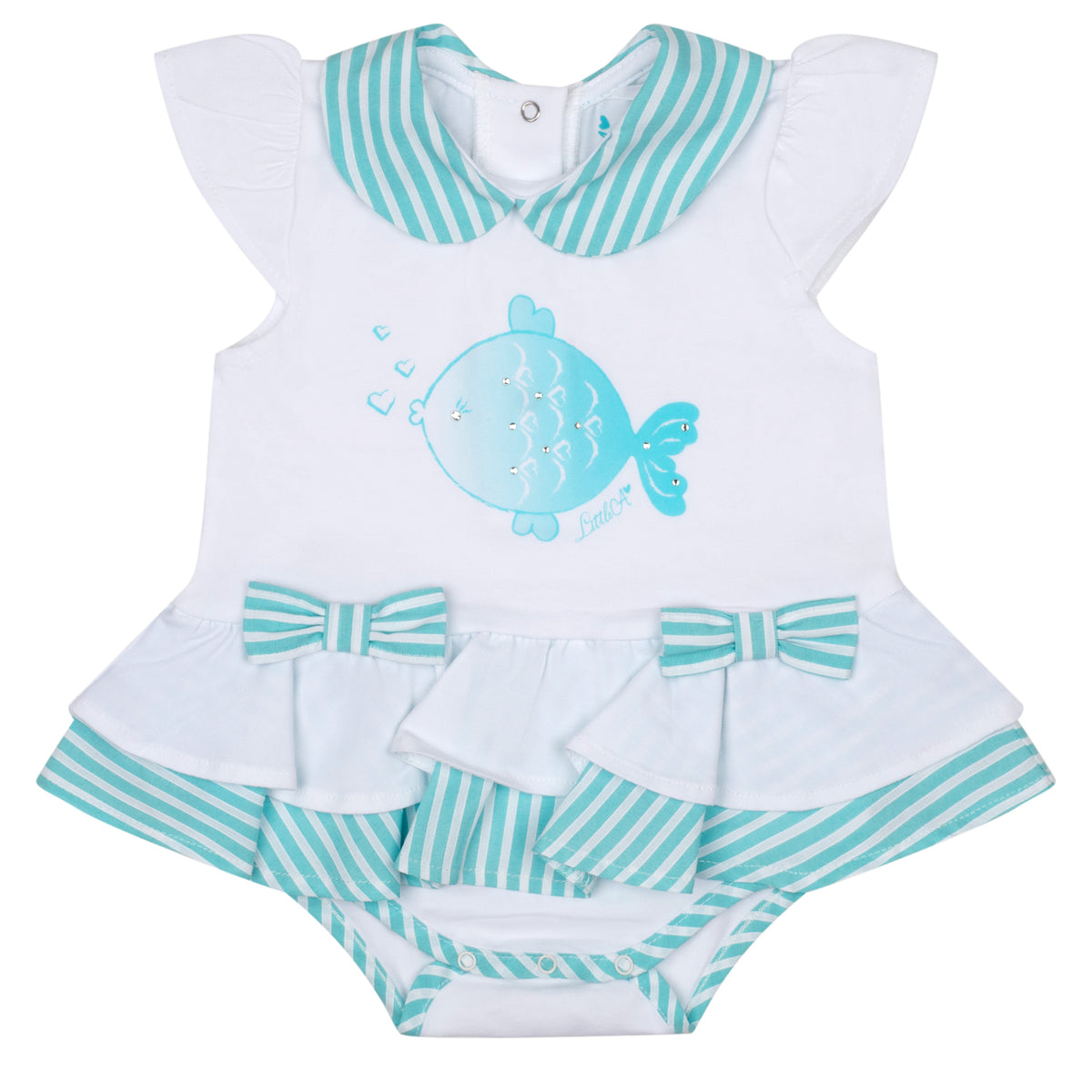 Little A Girls 'Kirsty' White Fish Romper