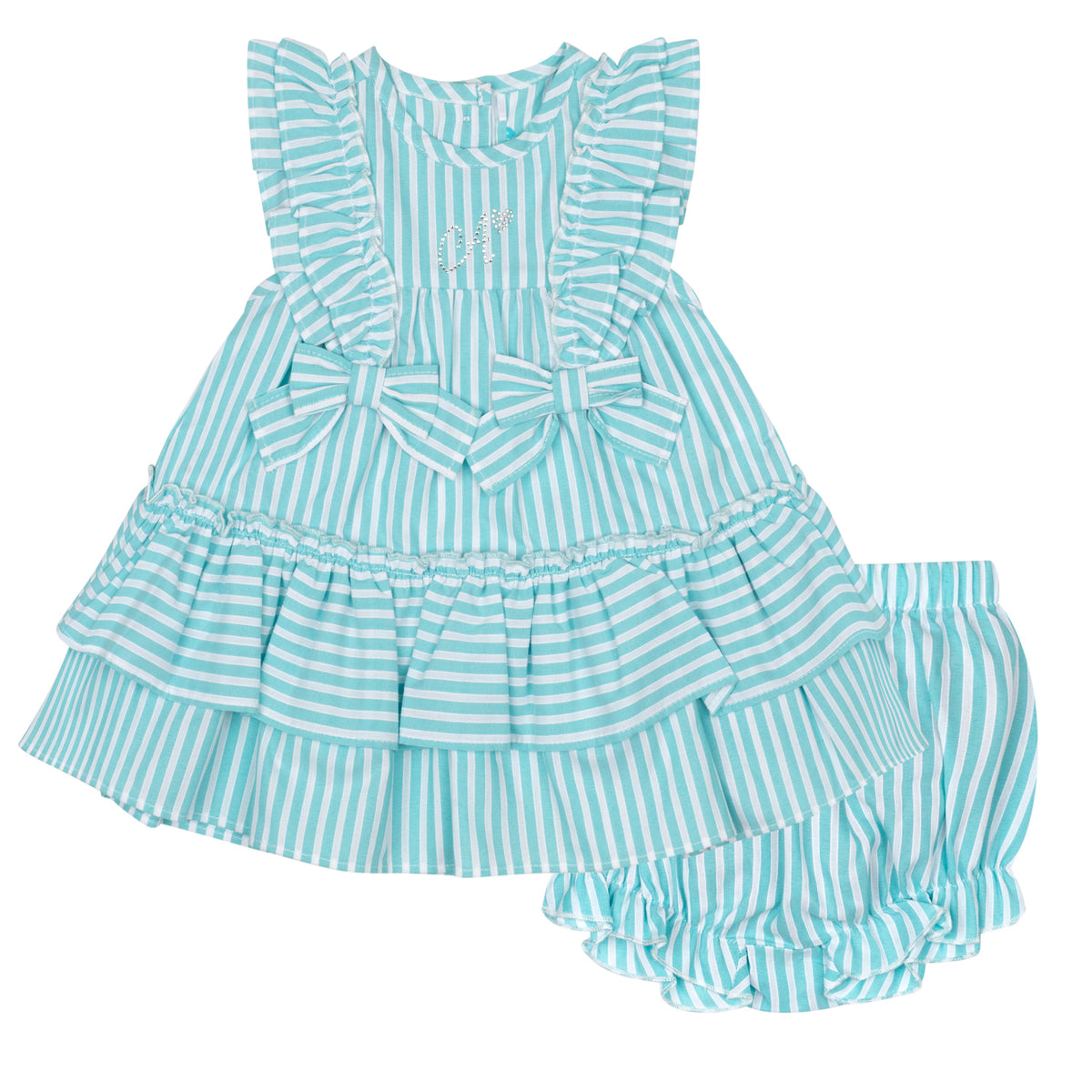 Little A Girls 'Kourney' Blue Stripe Dress