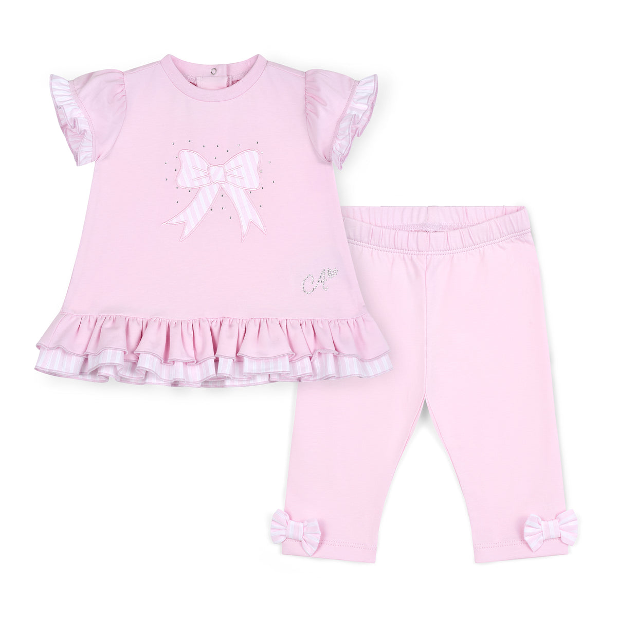 Little A Girls 'Amber' Pink Bow Leggings Set