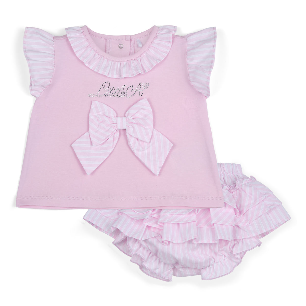 Little A Girls 'Avery' Pink Stripe Bloomers Set