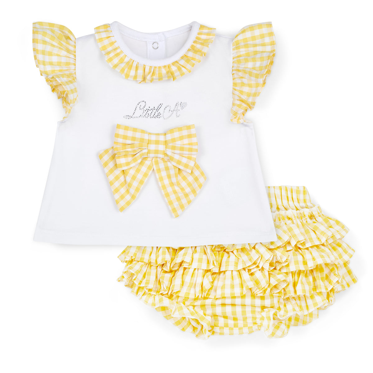 Little A Girls 'Avery' Yellow Gingham Bloomers Set