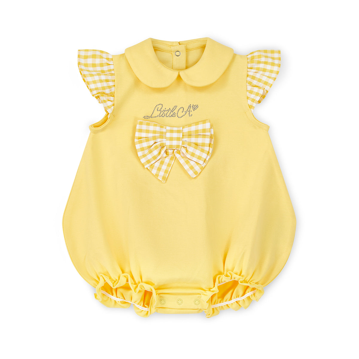 Little A Girls 'Bailey' Yellow Gingham Bow Romper